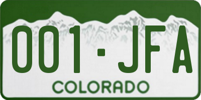 CO license plate 001JFA