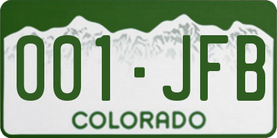 CO license plate 001JFB