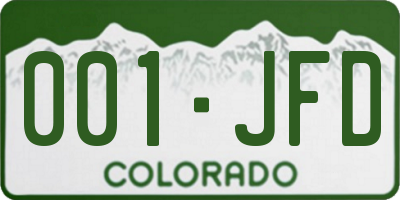 CO license plate 001JFD