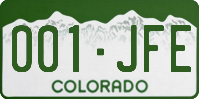 CO license plate 001JFE