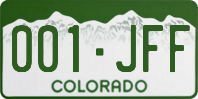 CO license plate 001JFF