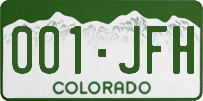 CO license plate 001JFH