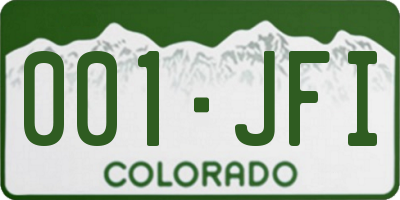 CO license plate 001JFI