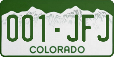 CO license plate 001JFJ