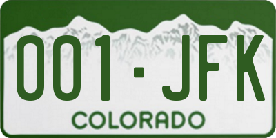 CO license plate 001JFK