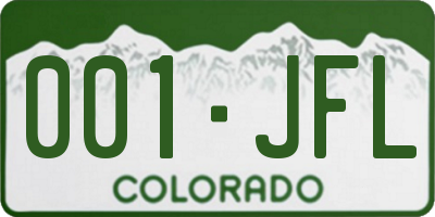 CO license plate 001JFL