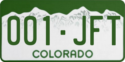 CO license plate 001JFT