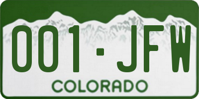 CO license plate 001JFW