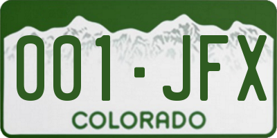 CO license plate 001JFX