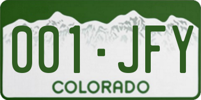 CO license plate 001JFY