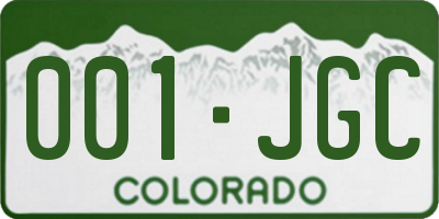 CO license plate 001JGC