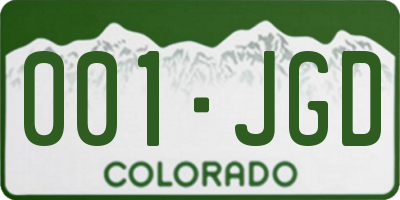 CO license plate 001JGD