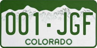 CO license plate 001JGF