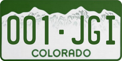 CO license plate 001JGI