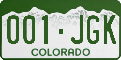 CO license plate 001JGK