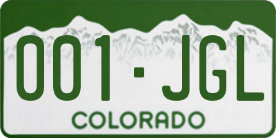 CO license plate 001JGL