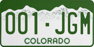 CO license plate 001JGM