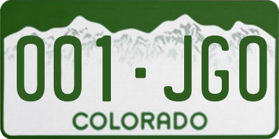 CO license plate 001JGO