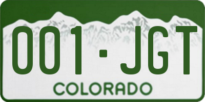 CO license plate 001JGT