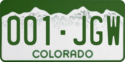 CO license plate 001JGW