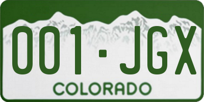 CO license plate 001JGX