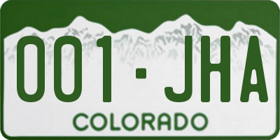 CO license plate 001JHA