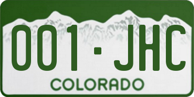 CO license plate 001JHC