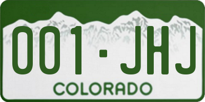 CO license plate 001JHJ