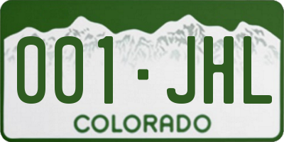 CO license plate 001JHL