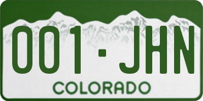 CO license plate 001JHN