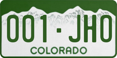 CO license plate 001JHO