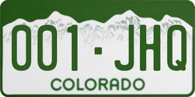 CO license plate 001JHQ