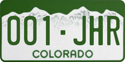 CO license plate 001JHR