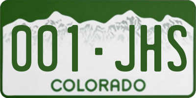 CO license plate 001JHS