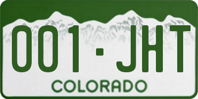 CO license plate 001JHT