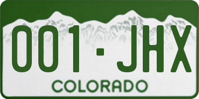 CO license plate 001JHX