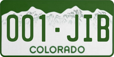 CO license plate 001JIB