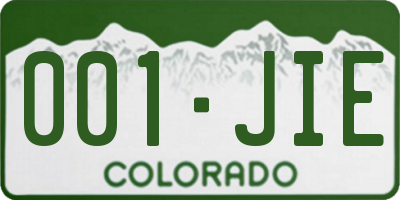 CO license plate 001JIE