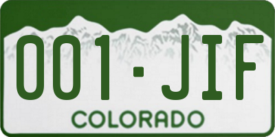 CO license plate 001JIF