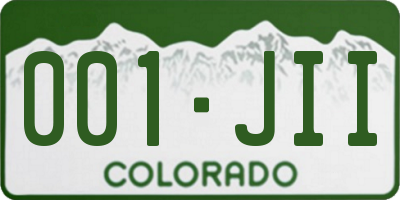 CO license plate 001JII