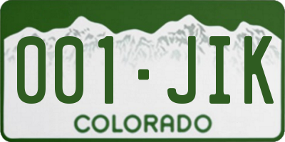 CO license plate 001JIK