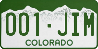 CO license plate 001JIM