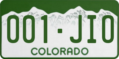 CO license plate 001JIO