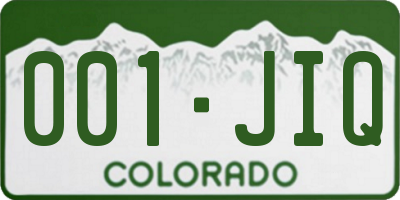 CO license plate 001JIQ