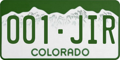 CO license plate 001JIR