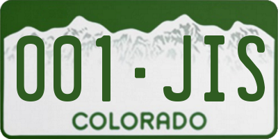 CO license plate 001JIS