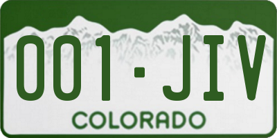 CO license plate 001JIV