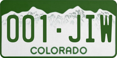 CO license plate 001JIW