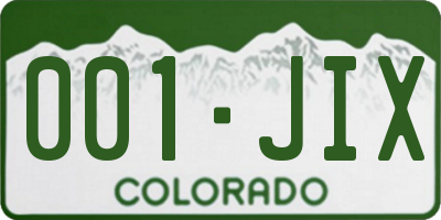 CO license plate 001JIX