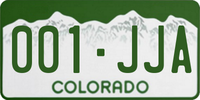 CO license plate 001JJA